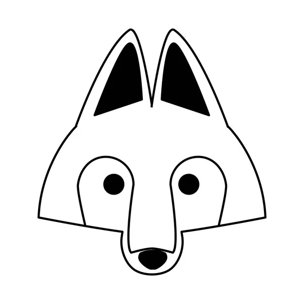 Lobo cabeça animal selvagem em preto e branco — Vetor de Stock