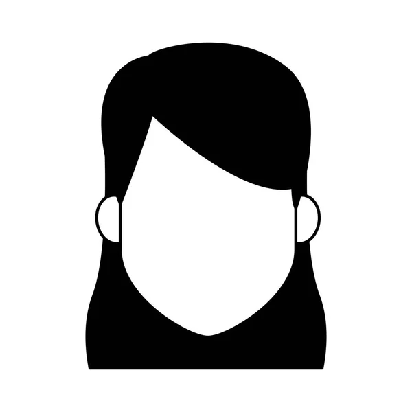 Mujer caricatura sin rostro en blanco y negro — Vector de stock