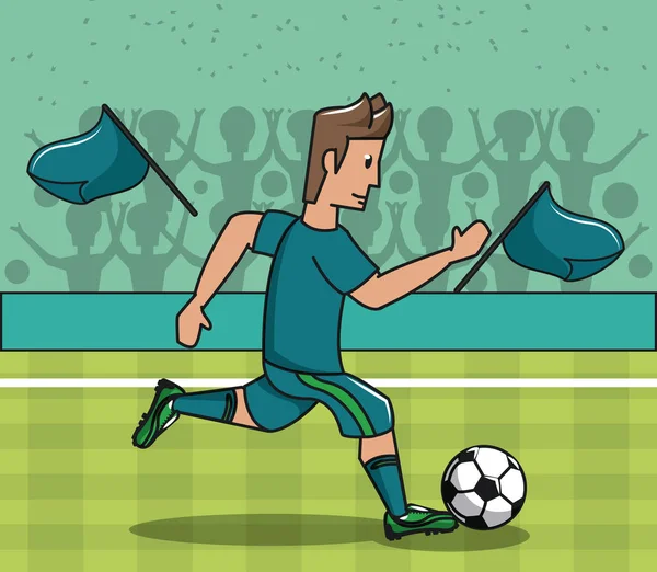 Fußballer auf dem Spielfeld — Stockvektor