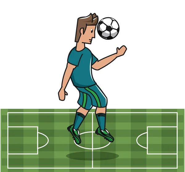 Jugador de fútbol jugando en el campo — Vector de stock