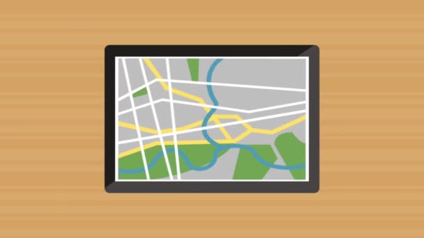 Приложение определения местоположения GPS из анимации планшета HD — стоковое видео