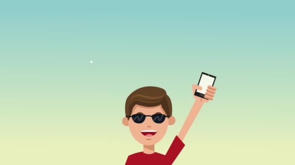 Genç adam taksi app Hd animasyon kullanma — Stok video