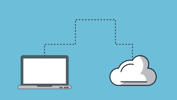 Animación HD de computadora de correo electrónico y nube — Vídeo de stock