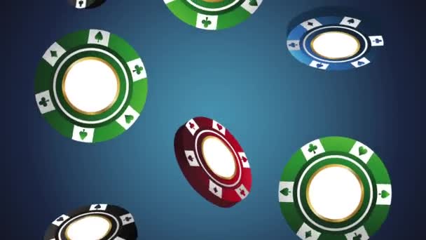 Casino-Chips fallen herunter hd Animation — Stockvideo