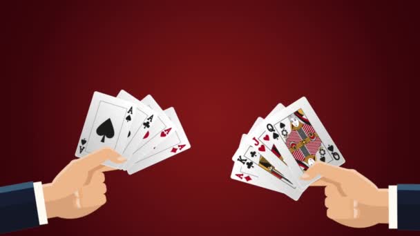 Manos con tarjetas de poker Animación HD — Vídeos de Stock