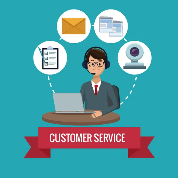 Call center customer service — Stock Vector