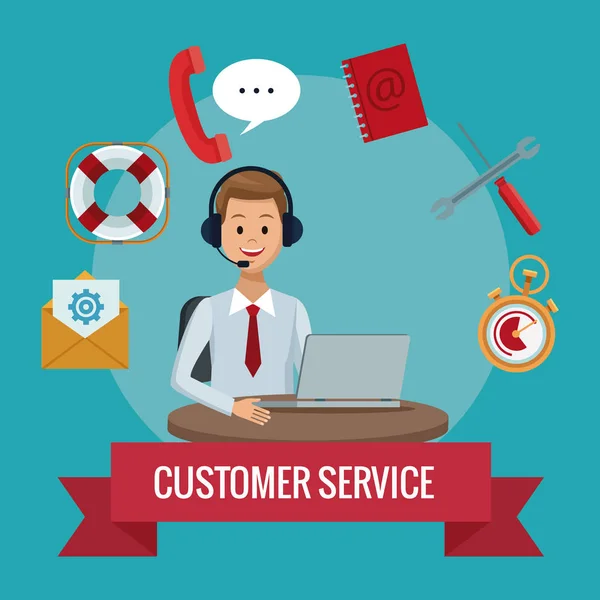 Обслуживание клиентов call-центра — стоковый вектор