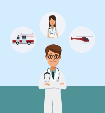 Sembolleri ile tıbbi ekip