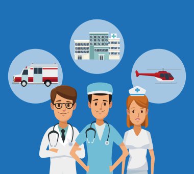 Sembolleri ile tıbbi ekip