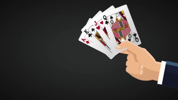 Mani con soldi e carte da casinò Animazione HD — Video Stock