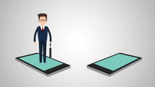 Smartphone Hd animasyon Hd animasyon kullanarak iş adamları — Stok video