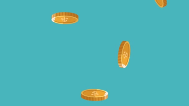 Pièces tombant en bas de l'animation HD 