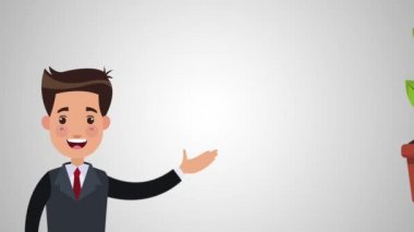 Bitki para Hd animasyon ile işadamı