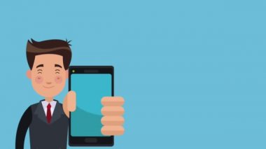 İşadamı ile smartphone Hd animasyon