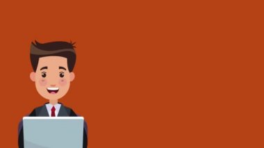 İşadamı para--dan laptop Hd animasyon yapma