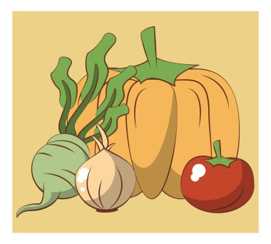 Taze sebze karikatürler