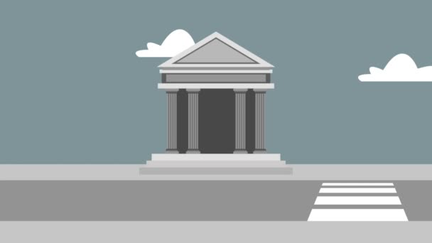 Bank in der Stadt hd Animation — Stockvideo