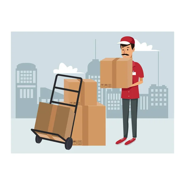 Dibujos: almacen | Operador de dibujos animados hombre mantiene