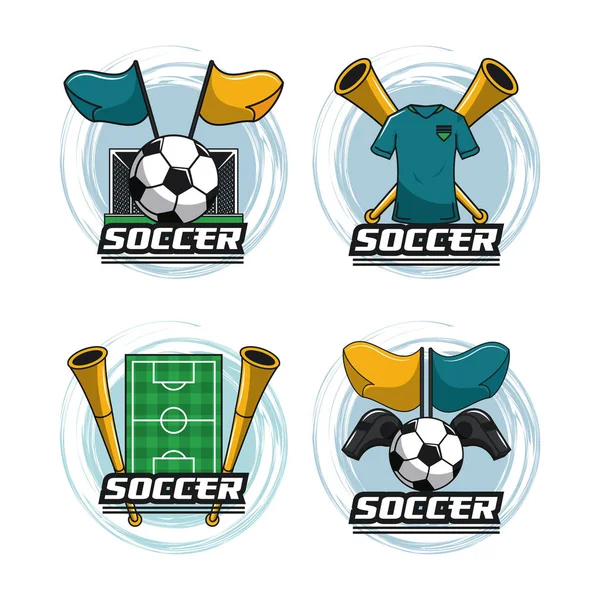 Conjunto de emblemas de futebol — Vetor de Stock