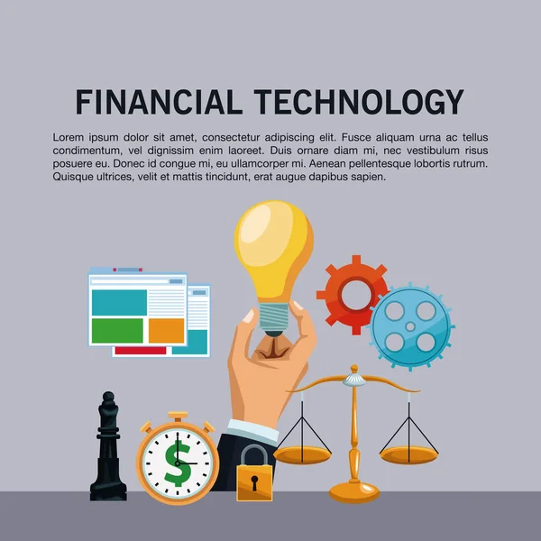 Infografía de tecnología financiera — Vector de stock