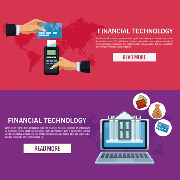 Infográfico de tecnologia financeira —  Vetores de Stock