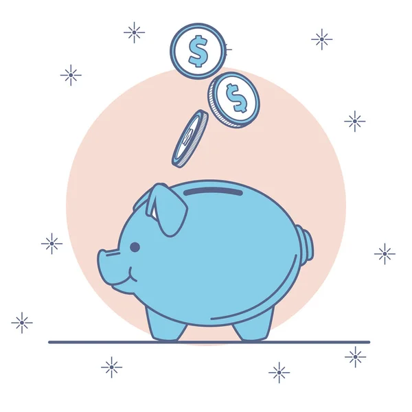 Piggy met geld besparingen — Stockvector