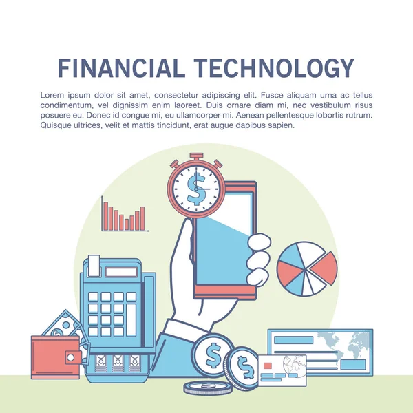 Infografía de tecnología financiera — Vector de stock