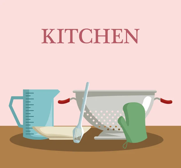 Keuken gebruiksvoorwerpen concept — Stockvector