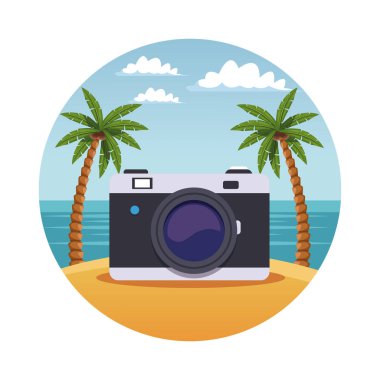 Yaz ve sahil sembol yuvarlak