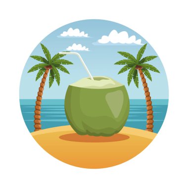 Yaz ve sahil sembol yuvarlak