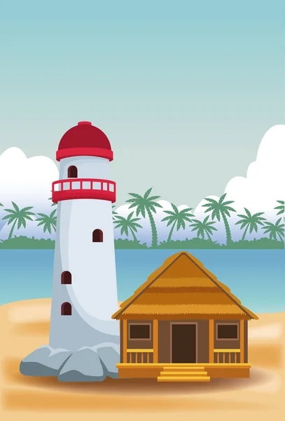 Летние и пляжные мультфильмы — стоковый вектор