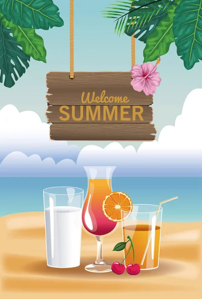 Bienvenue carte d'été — Image vectorielle