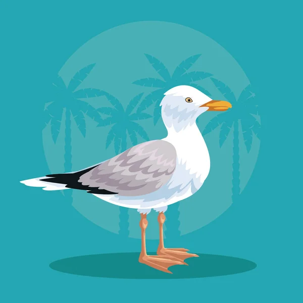 Cigogne à la plage — Image vectorielle