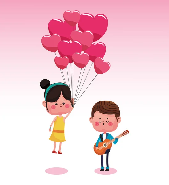 Couple mignon dans les dessins animés amour — Image vectorielle