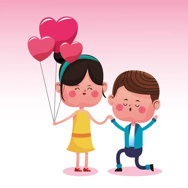 Linda pareja en el amor dibujos animados — Vector de stock