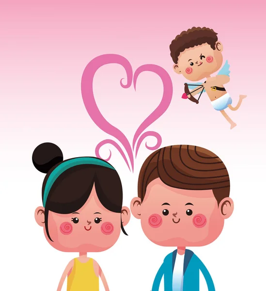 Linda pareja en el amor dibujos animados — Vector de stock