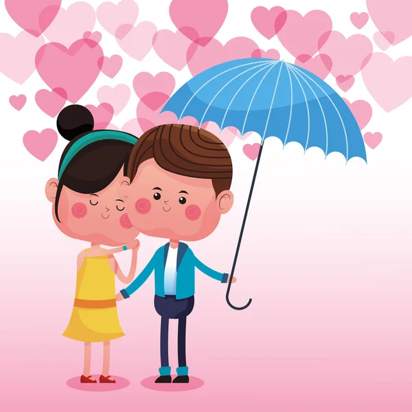 Schattig paar in liefde cartoons — Stockvector