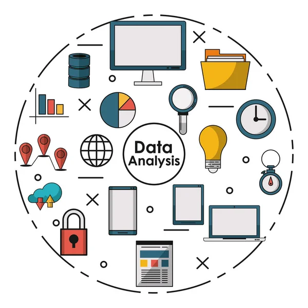 Concetto di analisi dati — Vettoriale Stock