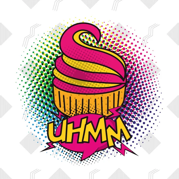 Estilo de arte pop póster con cupcake dulce — Vector de stock