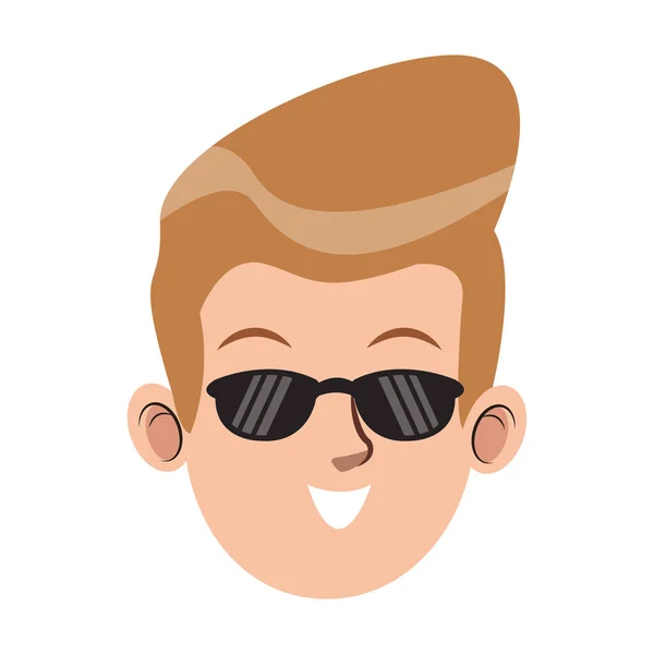Cool man face with sunglasses icon — Stock Vector