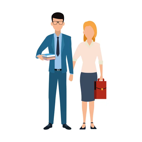 Avatar young business couple standing icon, colorful design — ストックベクタ