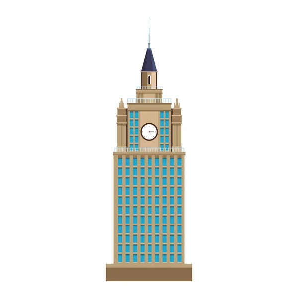 Edificio de la ciudad icono de torre, diseño plano — Vector de stock