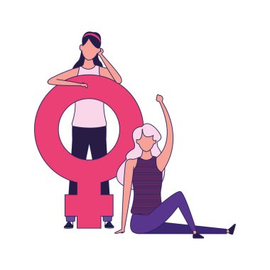 Kadın cinsiyet sembolü olan mutlu kadınlar