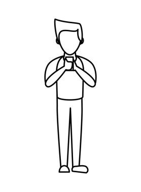 Akıllı telefon avatar karakteri kullanan adam