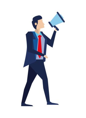 Megafonlu zarif bir işadamı.