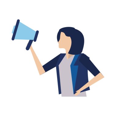 Megafonlu zarif bir iş kadını.