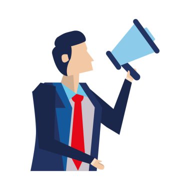 Megafonlu zarif bir işadamı.