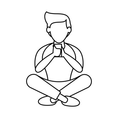 Akıllı telefon avatar karakteri kullanan adam