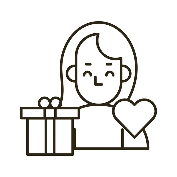 Geschenk-Box mit Herz und Freundin — Stockvektor