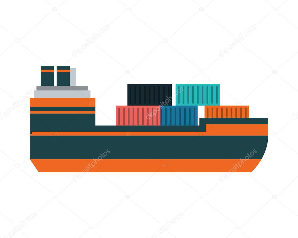 merchant ship with containers icons